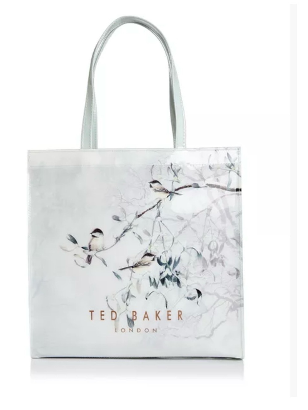 Baker London Reacon Tote Bag Pale Blue Floral Bird Print Large Icon Shopper